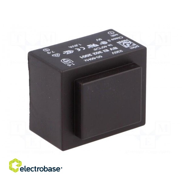 Transformer: encapsulated | 1.8VA | 230VAC | 9V | 200mA | Mounting: PCB image 2