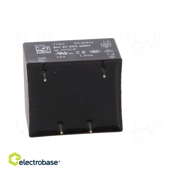 Transformer: encapsulated | 1.9VA | 115VAC | 12V | 158mA | PCB | BVEI image 7