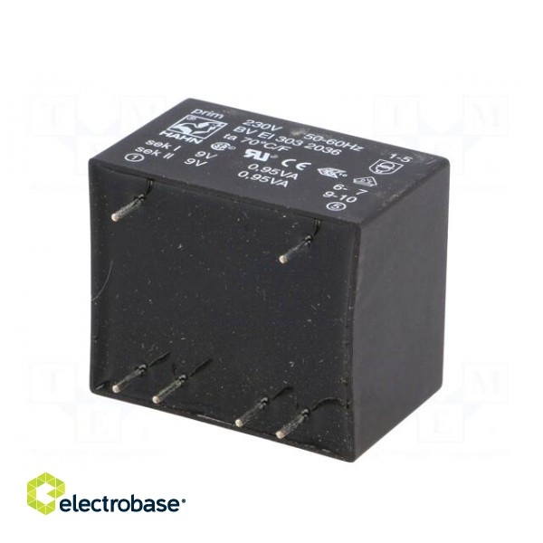 Transformer: encapsulated | 1.9VA | 230VAC | 9V | 9V | 105mA | 105mA | 81g image 6