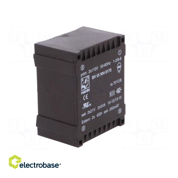 Transformer: encapsulated | 10VA | 115/115VAC | 21V | 21V | 238mA | 238mA image 8