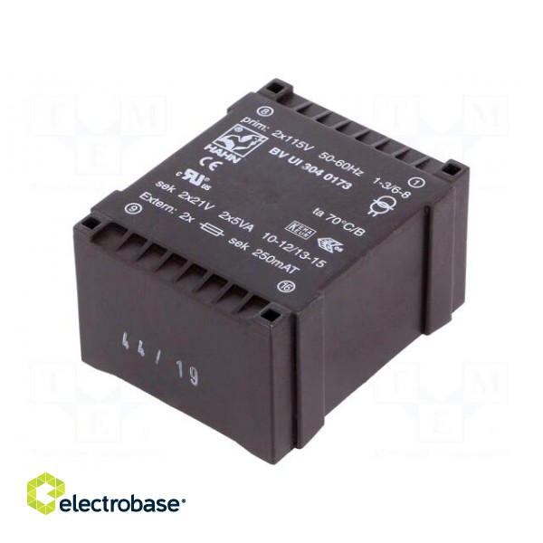 Transformer: encapsulated | 10VA | 115/115VAC | 21V | 21V | 238mA | 238mA image 1