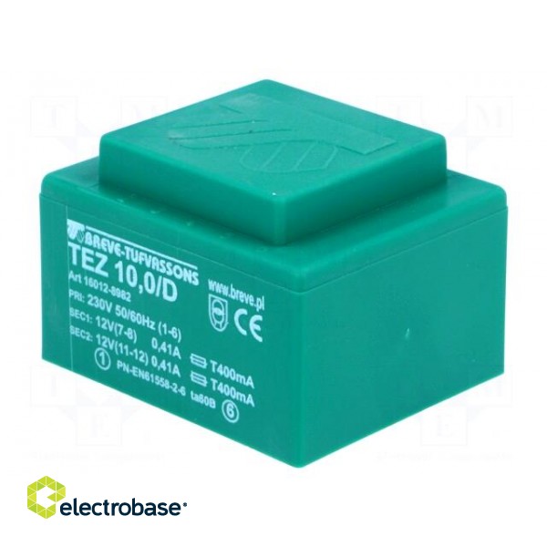 Transformer: encapsulated | 10VA | 230VAC | 12V | 12V | 416.6mA | 416.6mA image 1