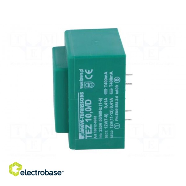 Transformer: encapsulated | 10VA | 230VAC | 12V | 12V | 416.6mA | 416.6mA image 9