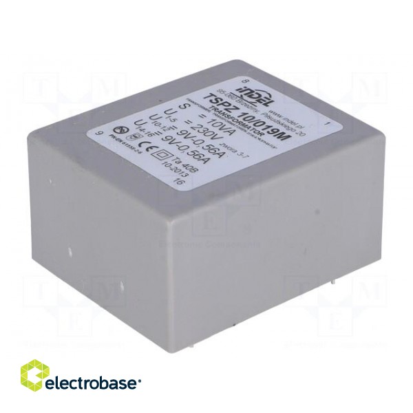 Transformer: encapsulated | 10VA | 230VAC | 9V | 9V | 550mA | 550mA | PCB image 1