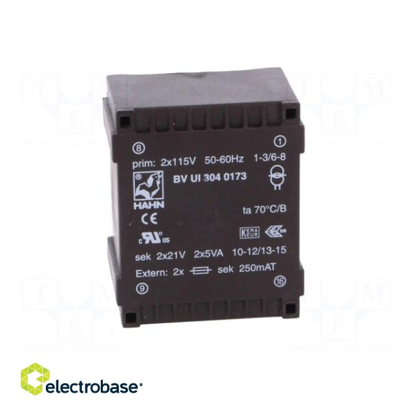 Transformer: encapsulated | 10VA | 115/115VAC | 21V | 21V | 238mA | 238mA image 9