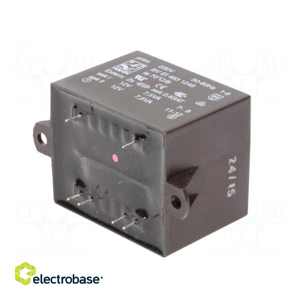 Transformer: encapsulated | 15VA | 230VAC | 12V | 12V | 625mA | 625mA | PCB image 8