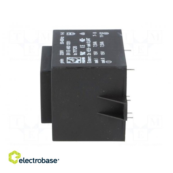 Transformer: encapsulated | 15VA | 230VAC | 15V | 15V | 500mA | 500mA | PCB image 5