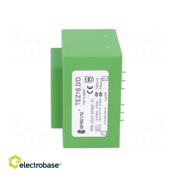 Transformer: encapsulated | 16VA | 230VAC | 15V | 15V | 533.3mA | 533.3mA image 3