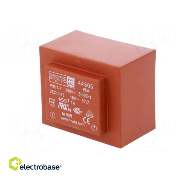 Transformer: encapsulated | 16VA | 230VAC | 18V | 889mA | PCB image 4