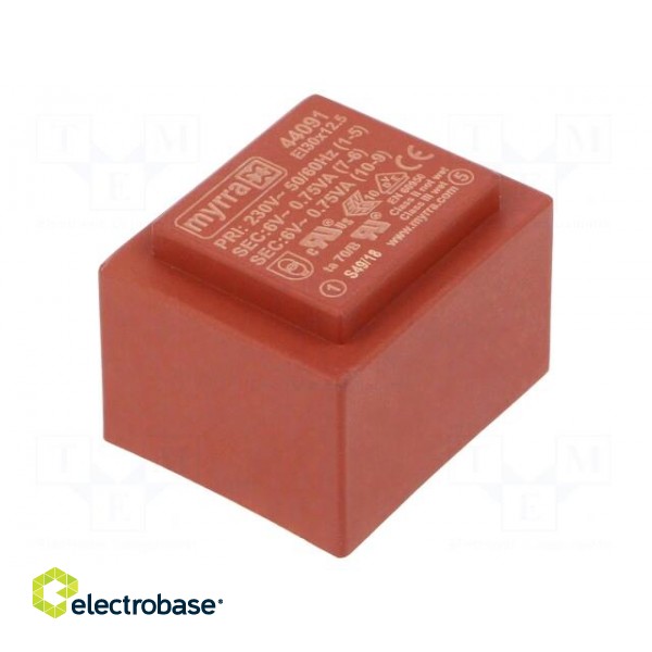 Transformer: encapsulated | 1VA | 230VAC | 24V | 42mA | Mounting: PCB image 1