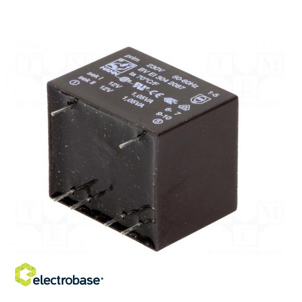 Transformer: encapsulated | 2.1VA | 230VAC | 12V | 12V | 88mA | 88mA | 99g image 8