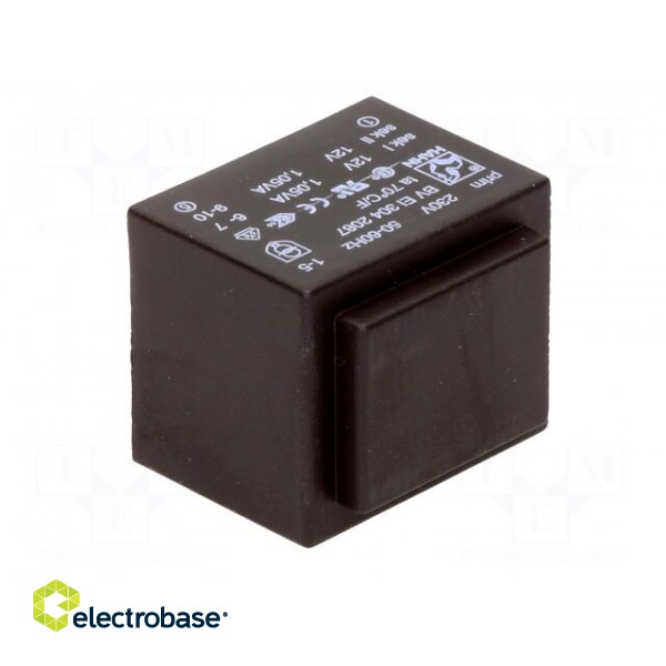 Transformer: encapsulated | 2.1VA | 230VAC | 12V | 12V | 88mA | 88mA | 99g image 2