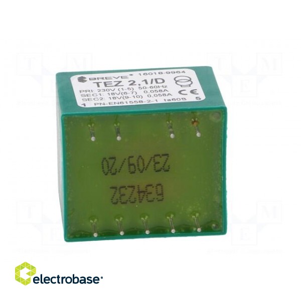 Transformer: encapsulated | 2.1VA | 230VAC | 18V | 18V | 58mA | 58mA | PCB image 7