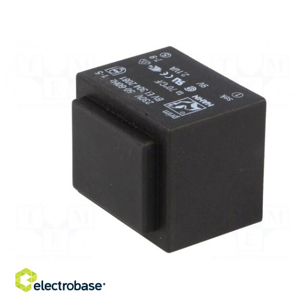 Transformer: encapsulated | 2.1VA | 230VAC | 9V | 210mA | PCB | BVEI paveikslėlis 4