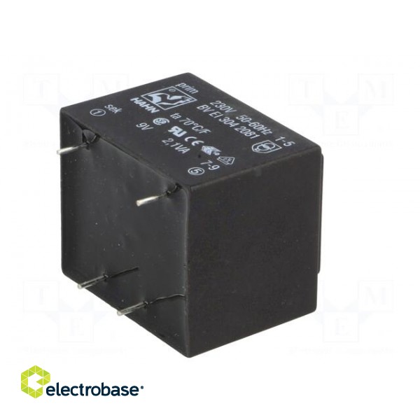 Transformer: encapsulated | 2.1VA | 230VAC | 9V | 210mA | PCB | BVEI paveikslėlis 8