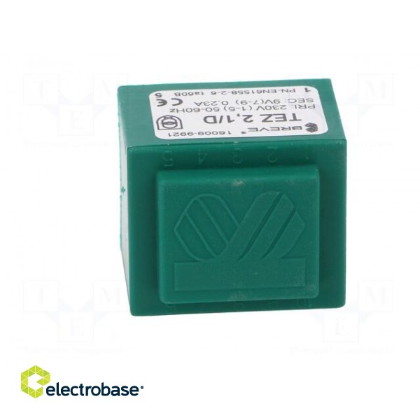 Transformer: encapsulated | 2.1VA | 230VAC | 9V | 233mA | PCB | IP00 | TEZ paveikslėlis 3