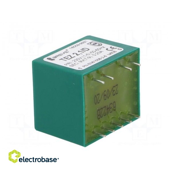 Transformer: encapsulated | 2.1VA | 230VAC | 9V | 233mA | PCB | IP00 | TEZ image 6