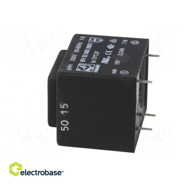 Transformer: encapsulated | 2.3VA | 230VAC | 18V | 128mA | PCB | BVEI image 5