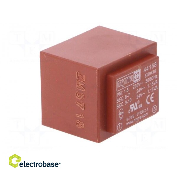 Transformer: encapsulated | 2.3VA | 230VAC | 24V | 24V | 48mA | 48mA | PCB image 2