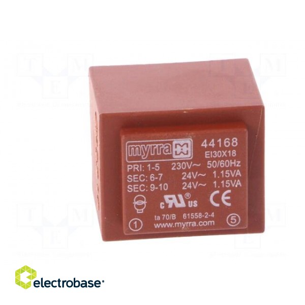 Transformer: encapsulated | 2.3VA | 230VAC | 24V | 24V | 48mA | 48mA | PCB image 3