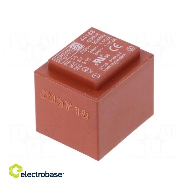 Transformer: encapsulated | 2.3VA | 230VAC | 24V | 24V | 48mA | 48mA | PCB image 1