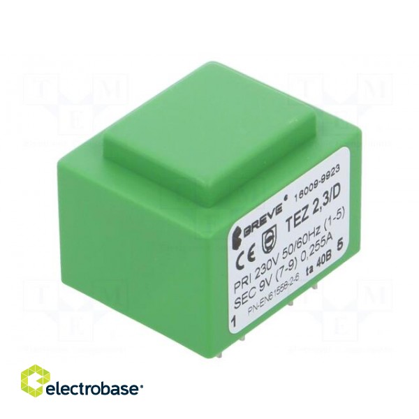 Transformer: encapsulated | 2.3VA | 230VAC | 9V | 256mA | PCB | IP00 | TEZ image 1