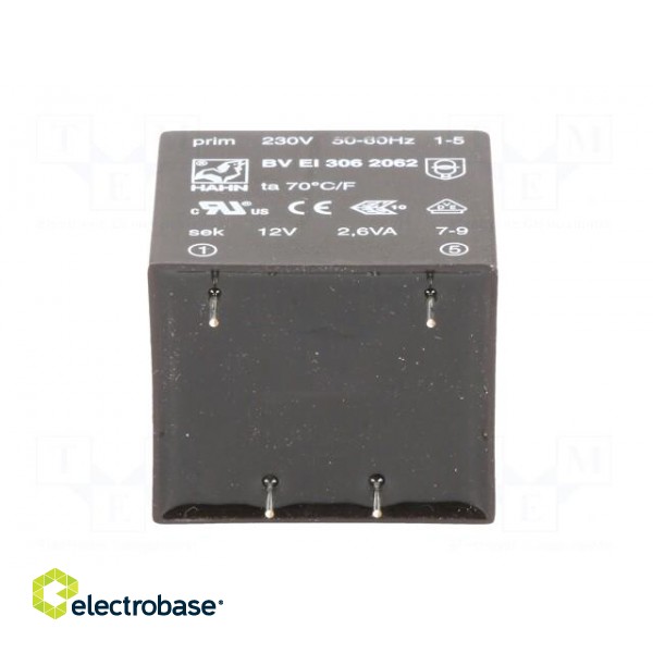 Transformer: encapsulated | 2.6VA | 230VAC | 12V | 217mA | PCB | BVEI image 7