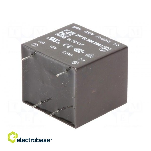 Transformer: encapsulated | 2.6VA | 230VAC | 12V | 217mA | PCB | BVEI image 8