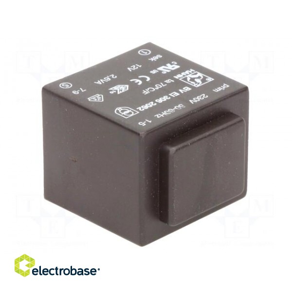 Transformer: encapsulated | 2.6VA | 230VAC | 12V | 217mA | PCB | BVEI image 2