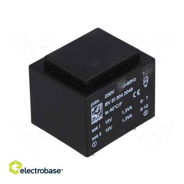 Transformer: encapsulated | 2.6VA | 230VAC | 15V | 15V | 87mA | 87mA | PCB image 1