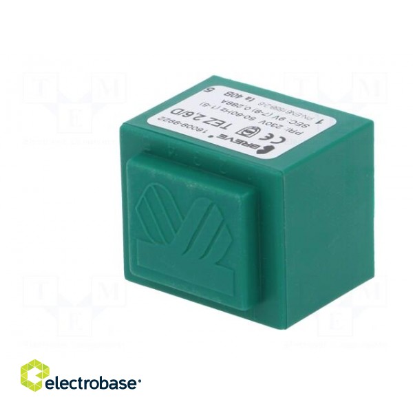 Transformer: encapsulated | 2.6VA | 230VAC | 9V | 289mA | PCB | IP00 | TEZ image 4