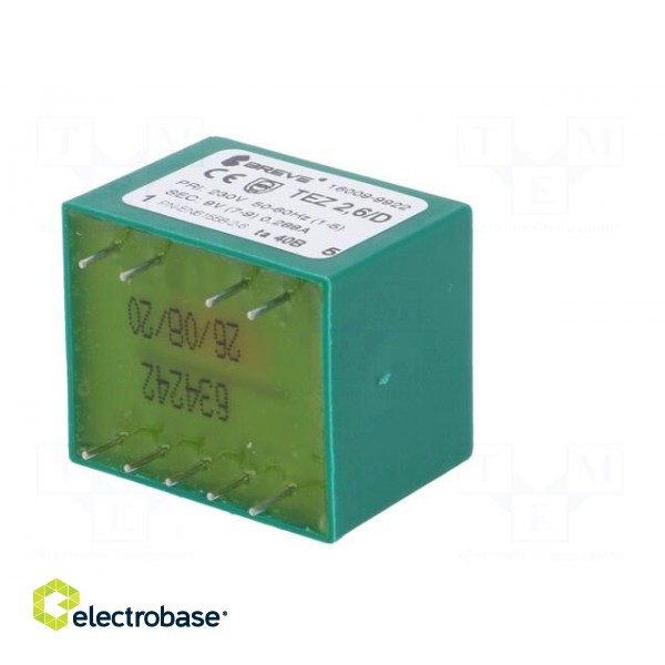 Transformer: encapsulated | 2.6VA | 230VAC | 9V | 289mA | PCB | IP00 | TEZ paveikslėlis 8