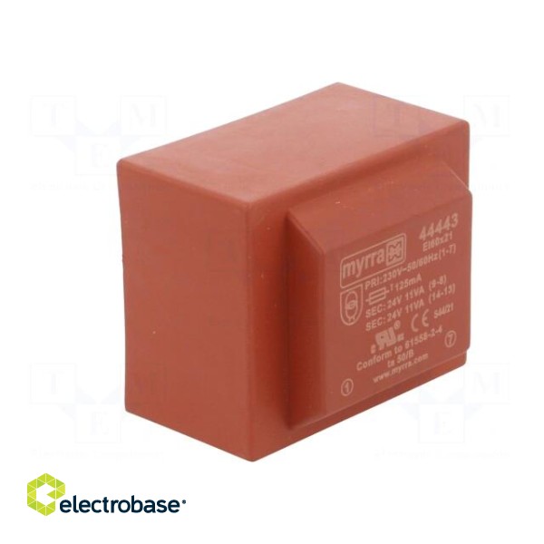 Transformer: encapsulated | 22VA | 230VAC | 24V | 24V | 458mA | 458mA | PCB image 2