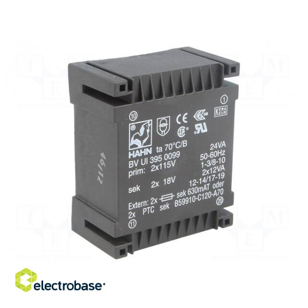 Transformer: encapsulated | 24VA | 115/115VAC | 18V | 18V | 666mA | 666mA image 2