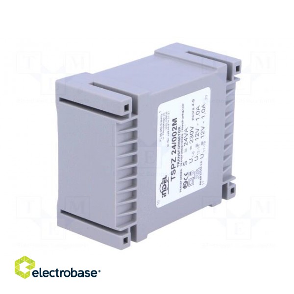 Transformer: encapsulated | 24VA | 230VAC | 12V | 12V | 1A | 1A | IP00 | 500g paveikslėlis 8