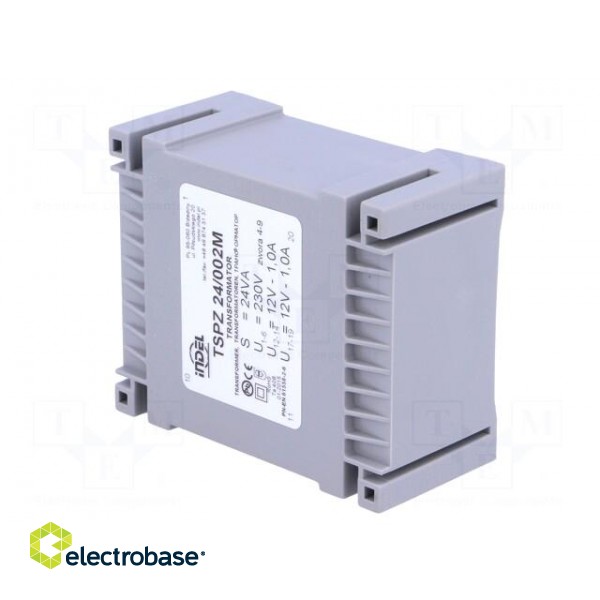 Transformer: encapsulated | 24VA | 230VAC | 12V | 12V | 1A | 1A | IP00 | 500g paveikslėlis 2