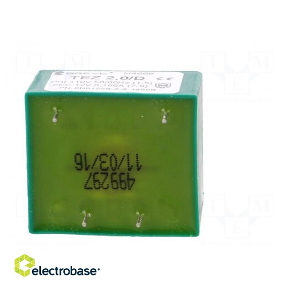 Transformer: encapsulated | 2VA | 110VAC | 12V | Mounting: PCB | IP00 paveikslėlis 7