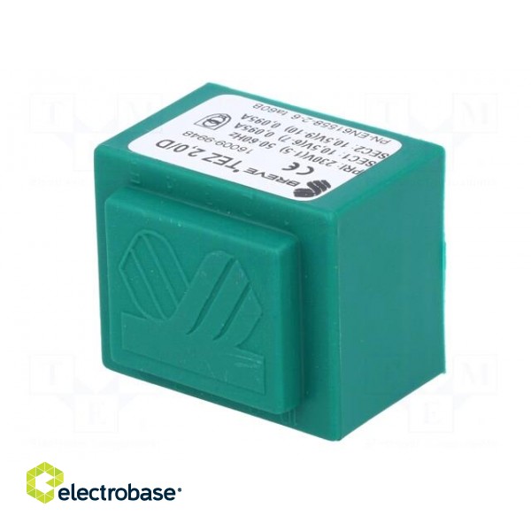 Transformer: encapsulated | 2VA | 230VAC | 10.5V | 10.5V | 95.2mA | PCB image 2