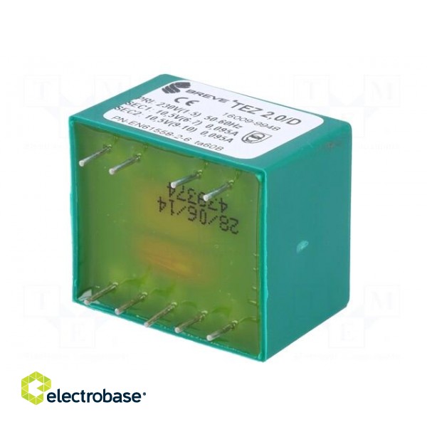 Transformer: encapsulated | 2VA | 230VAC | 10.5V | 10.5V | 95.2mA | PCB image 6