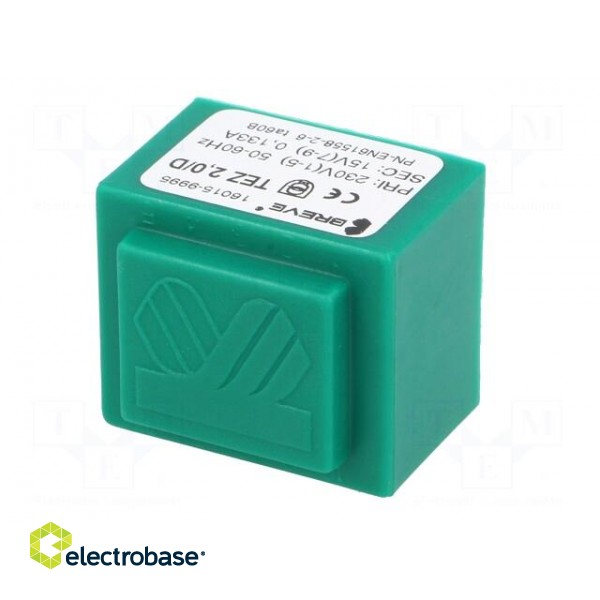 Transformer: encapsulated | 2VA | 230VAC | 15V | 133.3mA | PCB | IP00 image 2