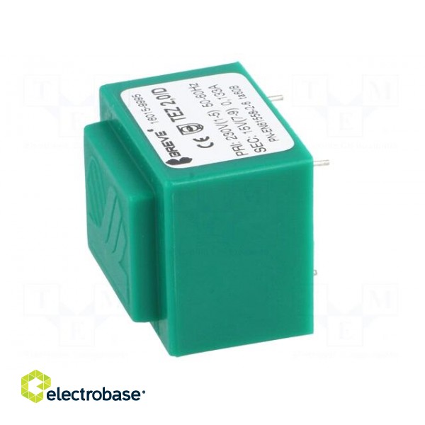 Transformer: encapsulated | 2VA | 230VAC | 15V | 133.3mA | PCB | IP00 image 3