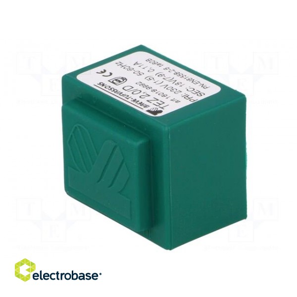 Transformer: encapsulated | 2VA | 230VAC | 18V | 111.1mA | Mounting: PCB фото 4