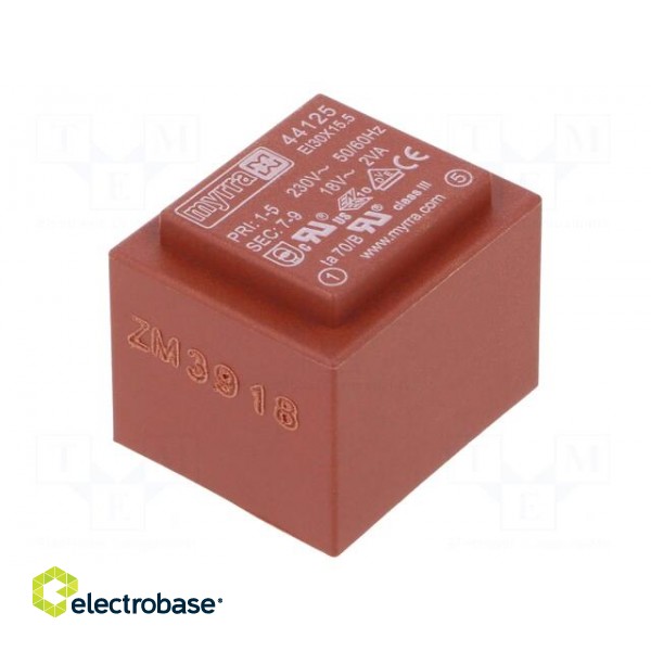 Transformer: encapsulated | 2VA | 230VAC | 18V | 111mA | PCB image 1