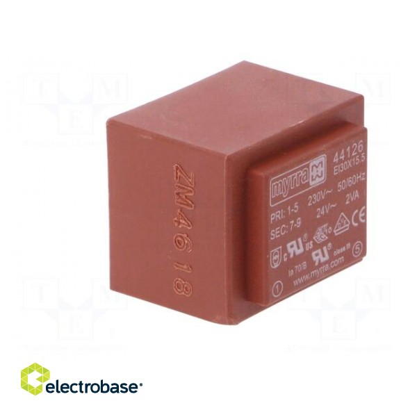 Transformer: encapsulated | 2VA | 230VAC | 24V | 83mA | PCB image 2