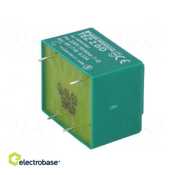 Transformer: encapsulated | 2VA | 230VAC | 6V | 333.3mA | PCB | IP00 | TEZ image 8