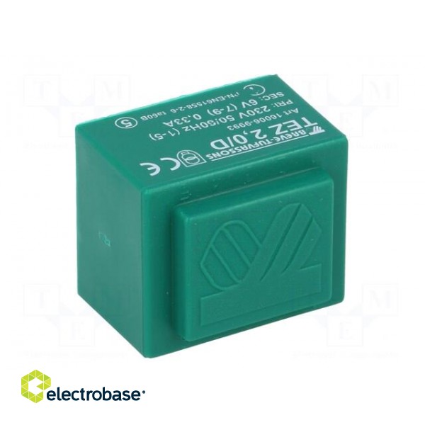 Transformer: encapsulated | 2VA | 230VAC | 6V | 333.3mA | PCB | IP00 | TEZ image 2