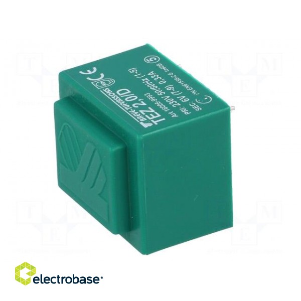 Transformer: encapsulated | 2VA | 230VAC | 6V | 333.3mA | PCB | IP00 | TEZ image 4