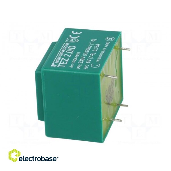 Transformer: encapsulated | 2VA | 230VAC | 6V | 333.3mA | PCB | IP00 | TEZ image 5