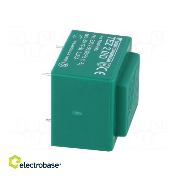 Transformer: encapsulated | 2VA | 230VAC | 6V | 333.3mA | PCB | IP00 | TEZ image 9