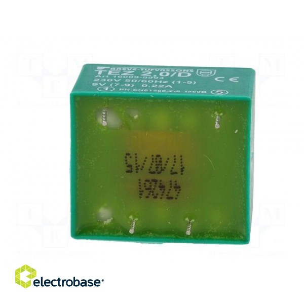 Transformer: encapsulated | 2VA | 230VAC | 9V | 222.2mA | PCB | IP00 | TEZ paveikslėlis 7